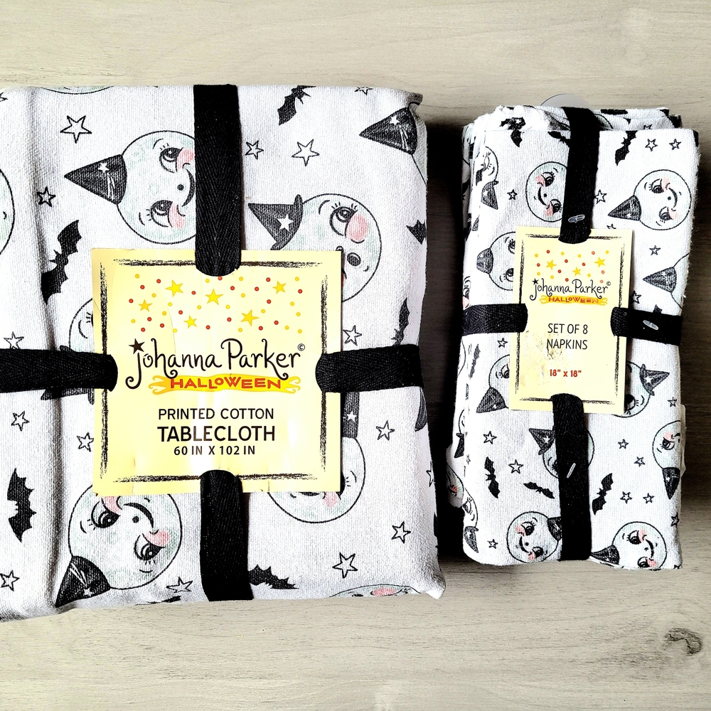 Johanna Parker Halloween Tablecloth and Napkins Set Moon Pattern
